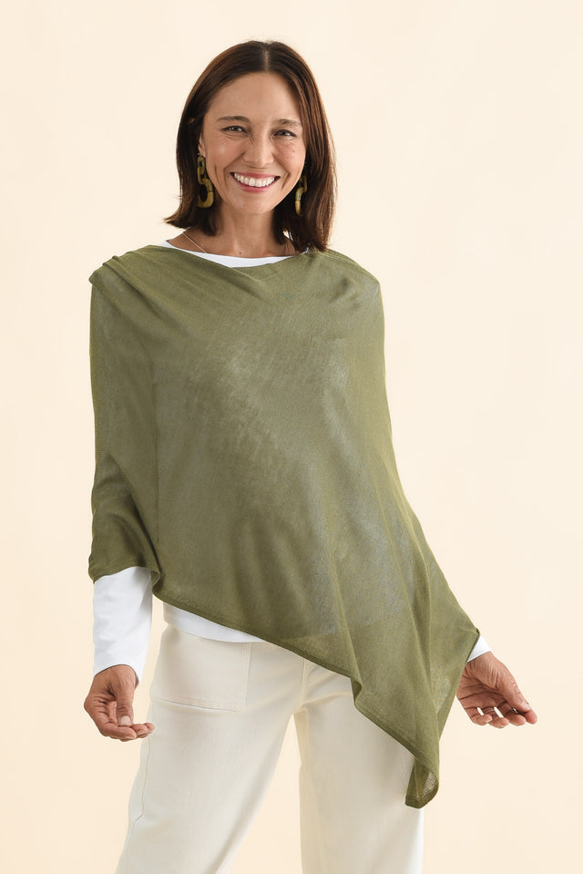 Carrie Olive Cashmere Bamboo Poncho