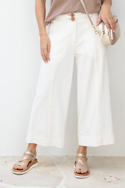 Carsen Cream Wide Leg Jeans