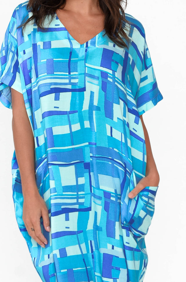 Cassia Blue Geo Drape Dress