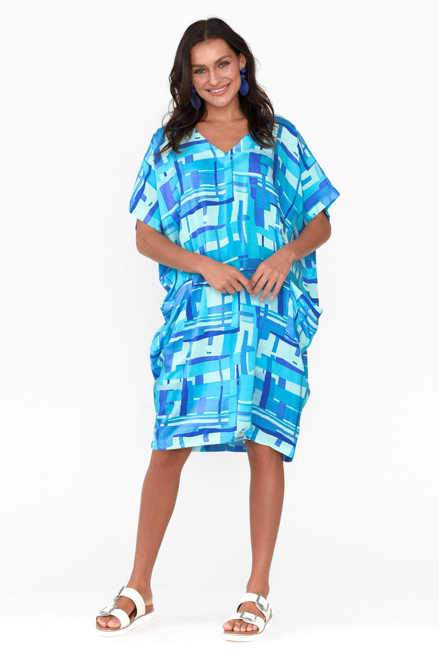 Cassia Blue Geo Drape Dress