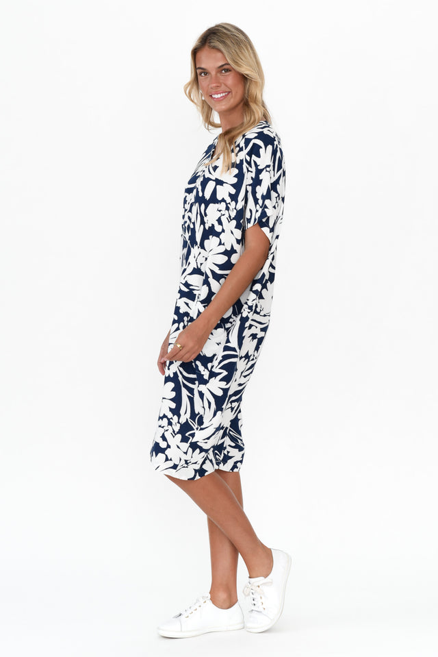 Cassia Navy Garden Drape Dress