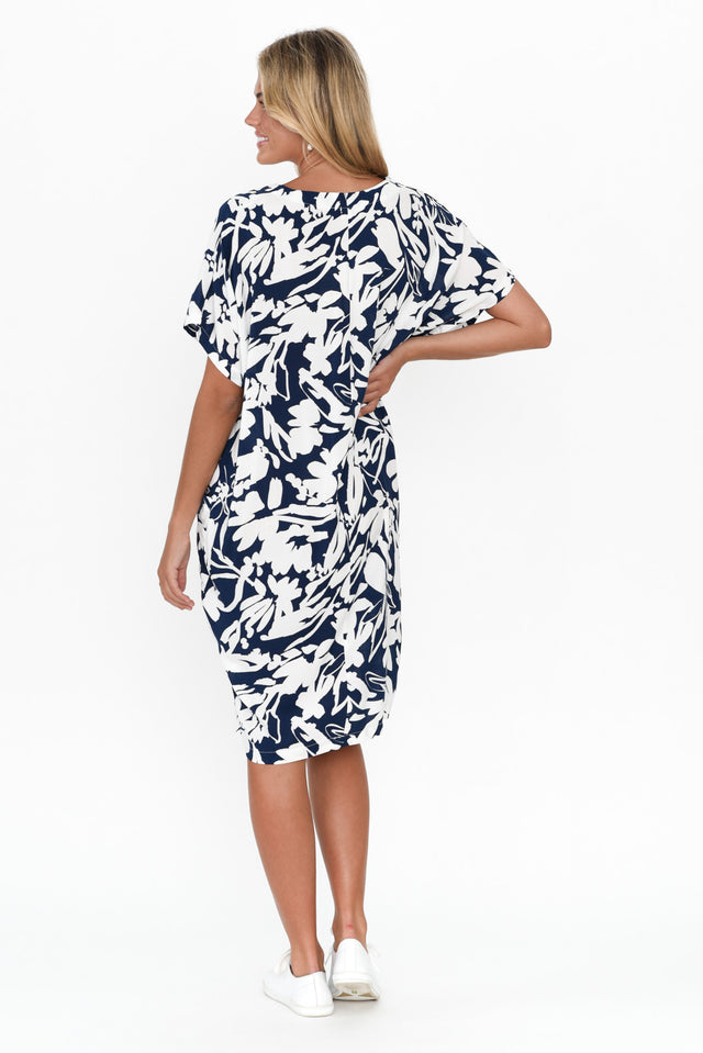 Cassia Navy Garden Drape Dress