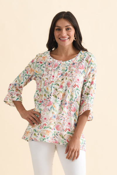 Cassidy Pink Floral Cotton Sleeved Top