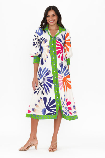 Regina Blue Linen Blend Tier Dress