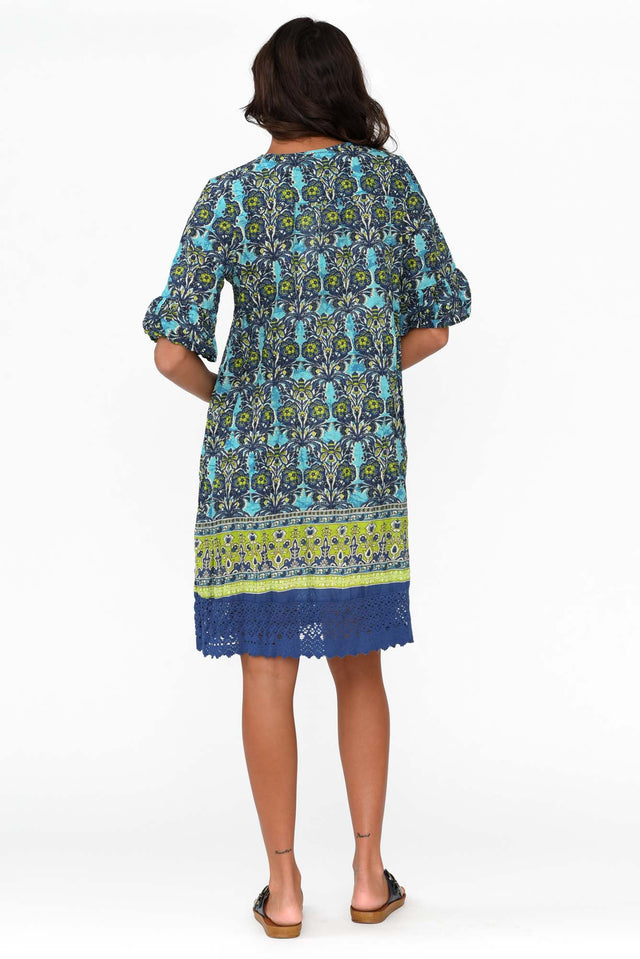 Cayman Blue Geo Cotton Tunic Dress image 4
