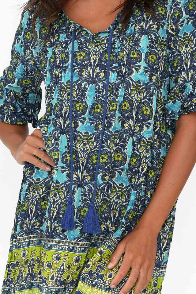 Cayman Blue Geo Cotton Tunic Dress image 5