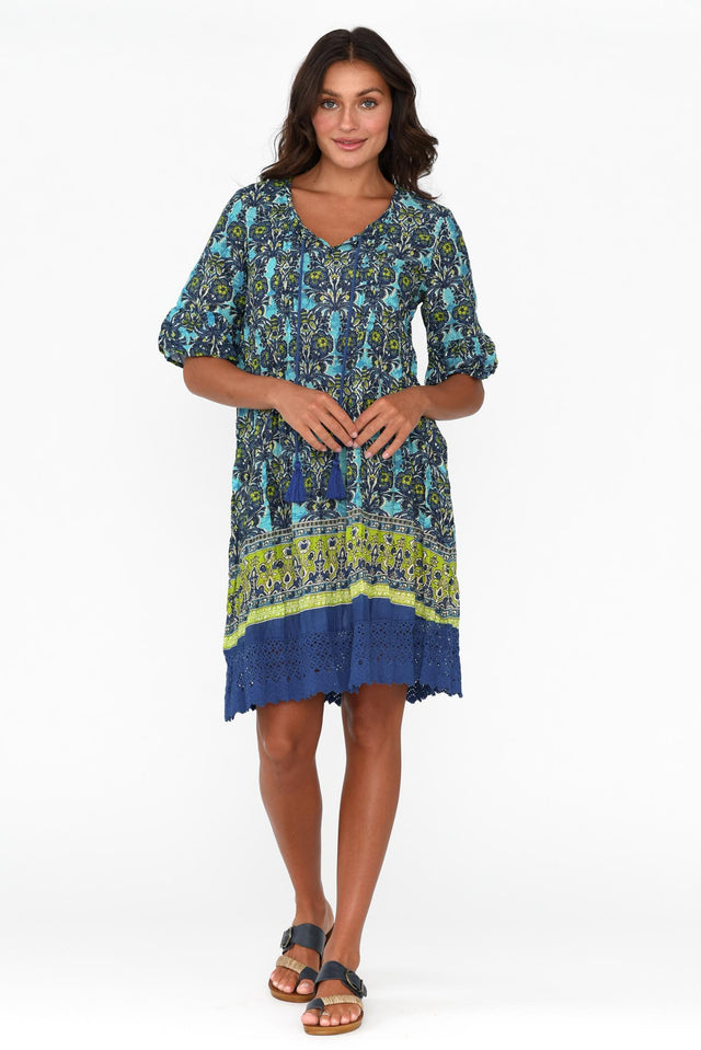 Cayman Blue Geo Cotton Tunic Dress image 6