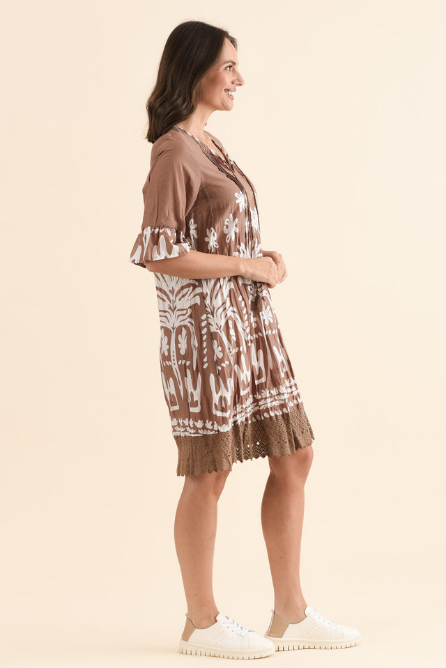 Cayman Mocha Beach Cotton Tunic Dress,Side,Brunette model,alt text|model:MJ image 4