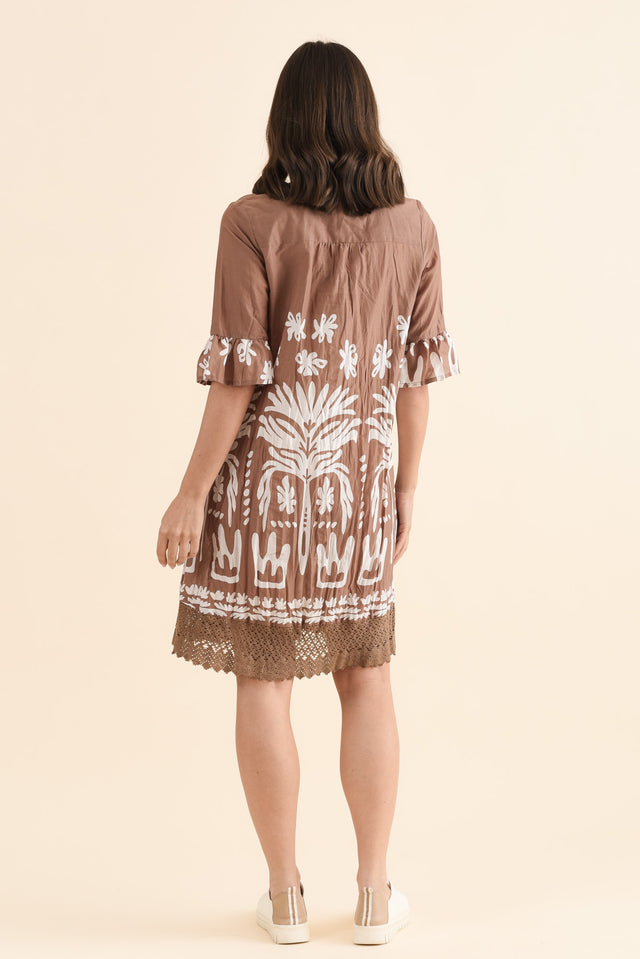 Cayman Mocha Beach Cotton Tunic Dress,Back,Brunette model,alt text|model:MJ image 5