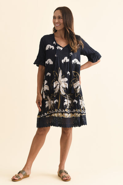 Cayman Navy Seaside Cotton Tunic Dress