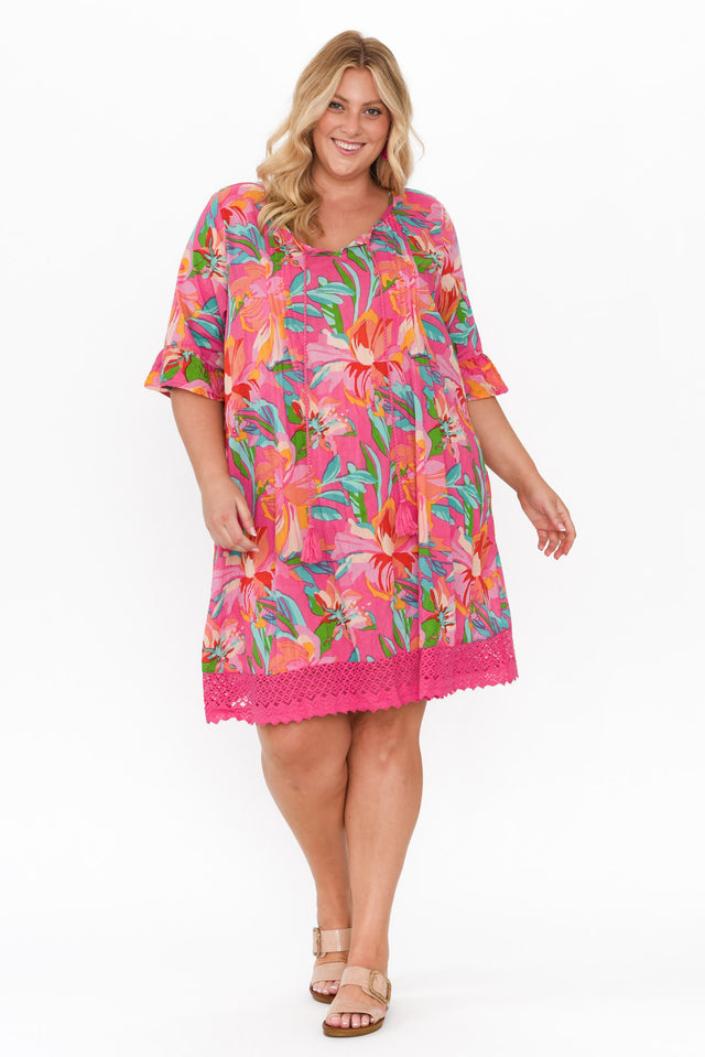 Cayman Pink Hawaiian Cotton Tunic Dress image 11
