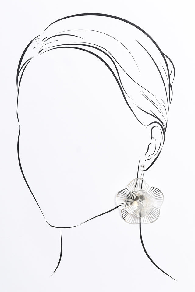 Caz Silver Flower Drop Earrings