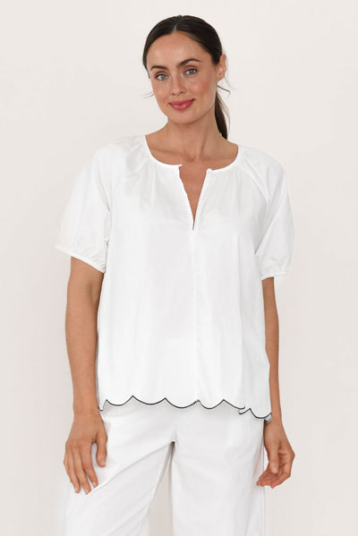 Celia White Cotton Pyjama Top