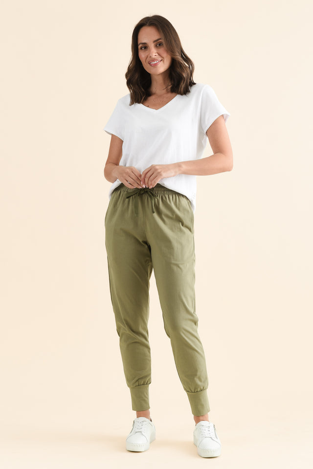 Chandler Khaki Cotton Drawstring Pants