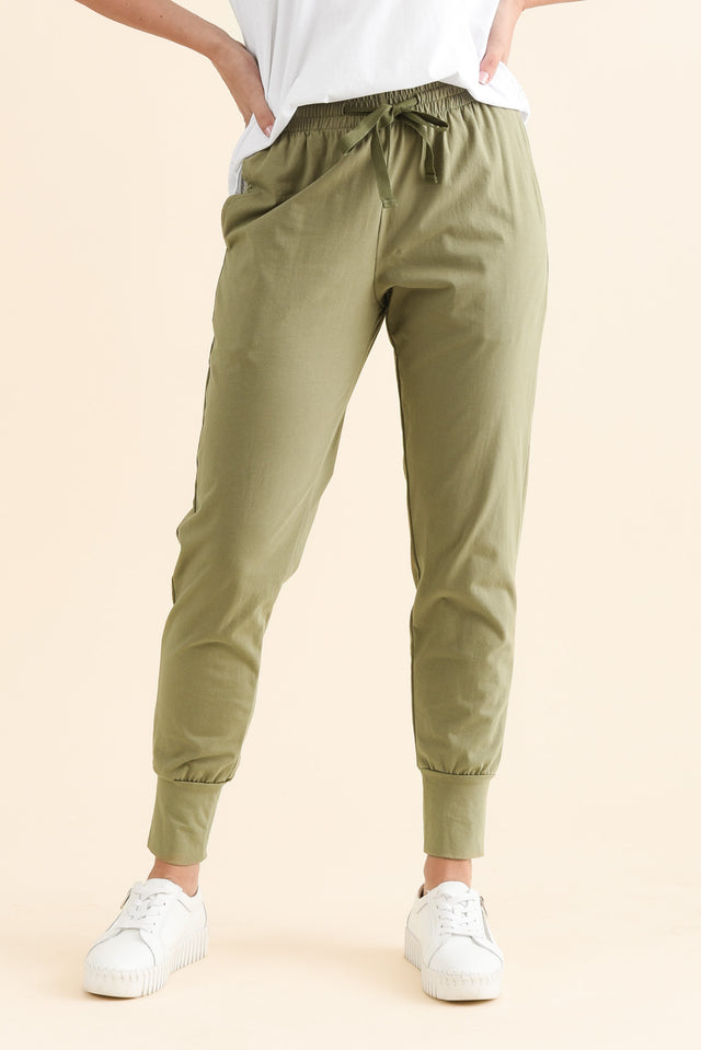 Chandler Khaki Cotton Drawstring Pants