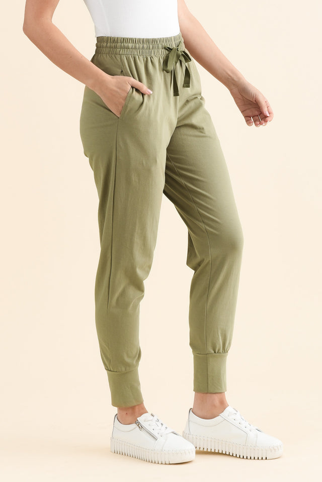 Chandler Khaki Cotton Drawstring Pants image 3