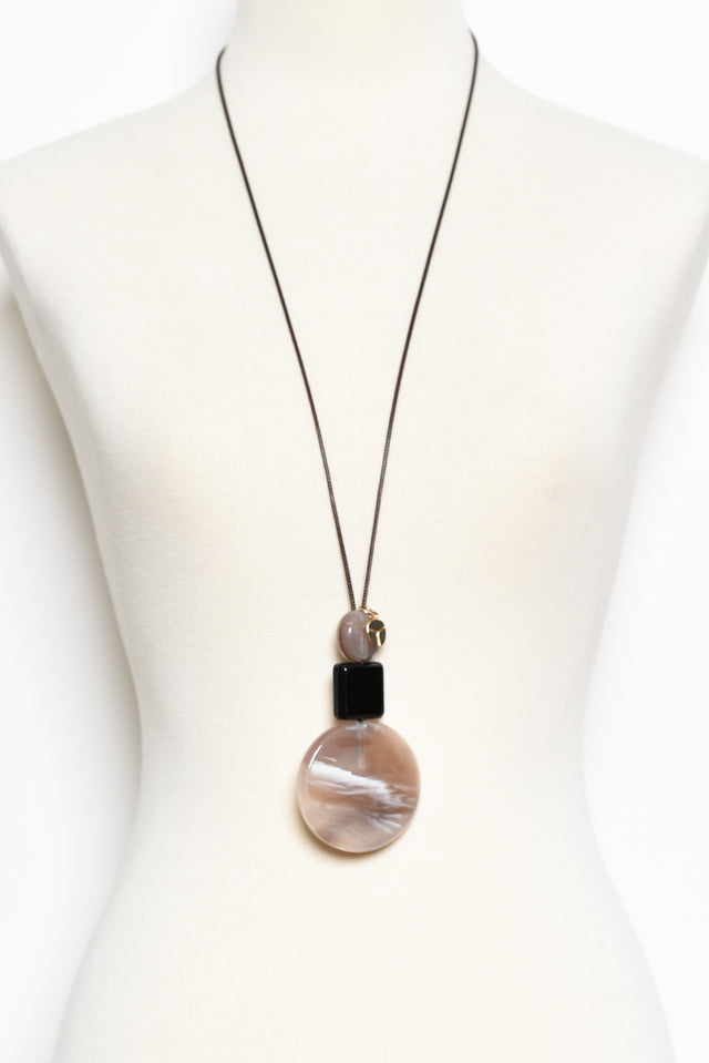 Chantelle Taupe Resin Disc Necklace image 2