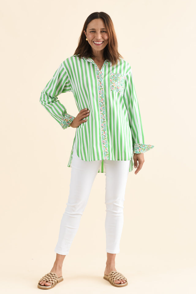 Charleston Green Floral Stripe Cotton Shirt image 3