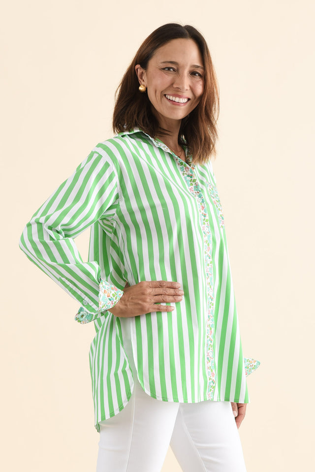 Charleston Green Floral Stripe Cotton Shirt image 2