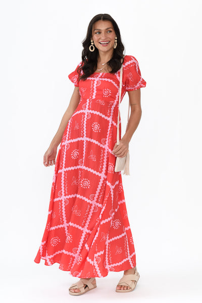 Charlotte Red Tile Maxi Dress