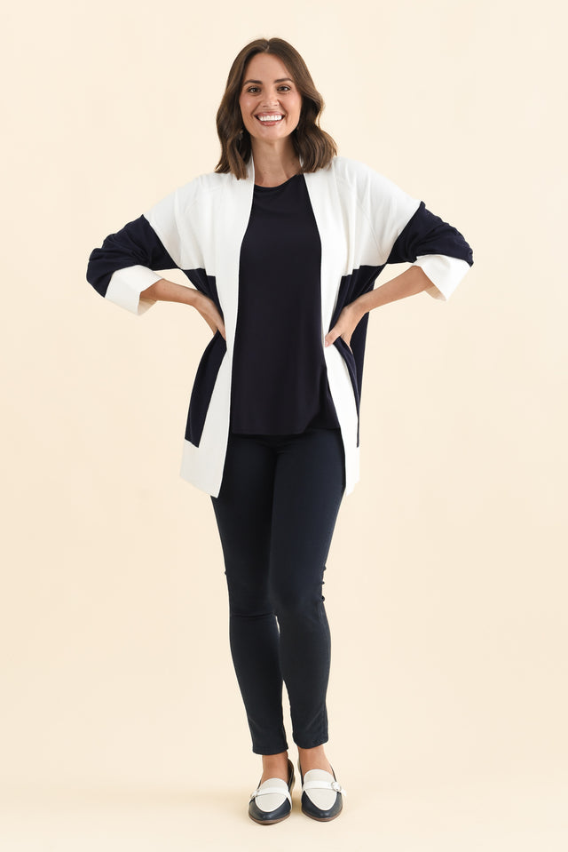 Chase Navy Contrast Knit Cardigan image 7