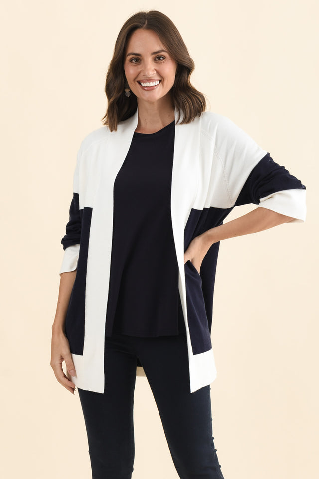 Chase Navy Contrast Knit Cardigan