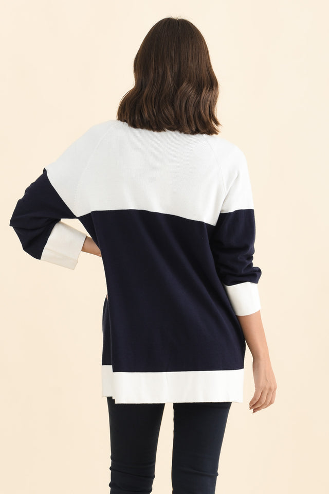 Chase Navy Contrast Knit Cardigan image 5