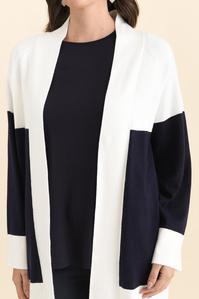 Chase Navy Contrast Knit Cardigan image 6