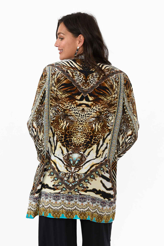 Cheetah Brown Silk Short Kimono image 4
