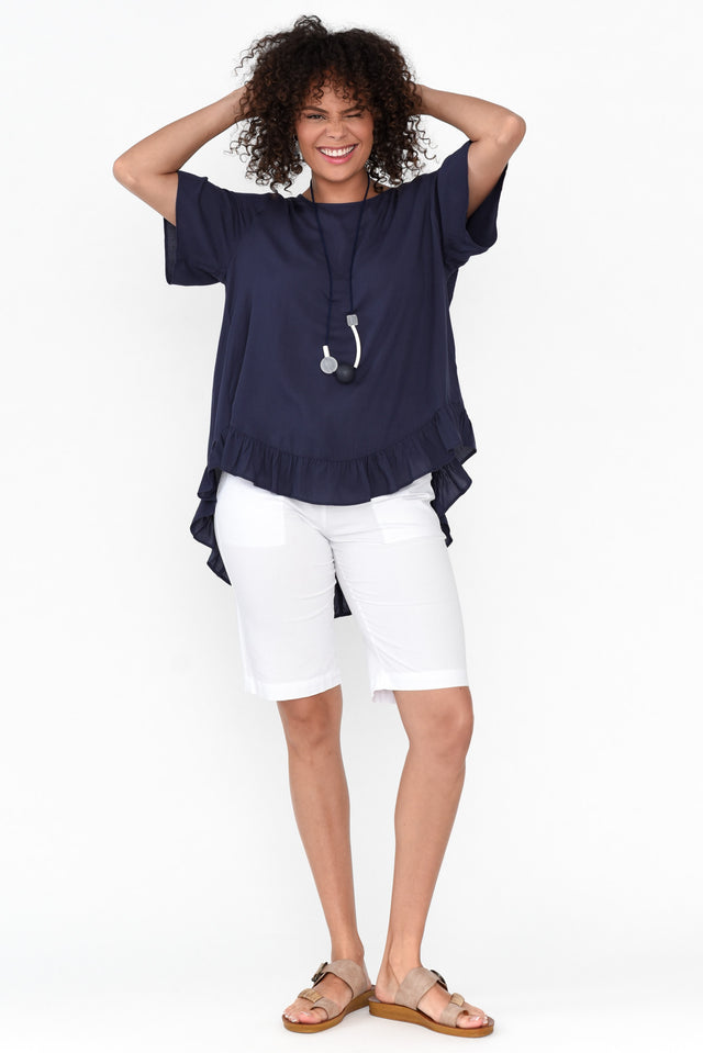 Cheryl Navy Frill Top