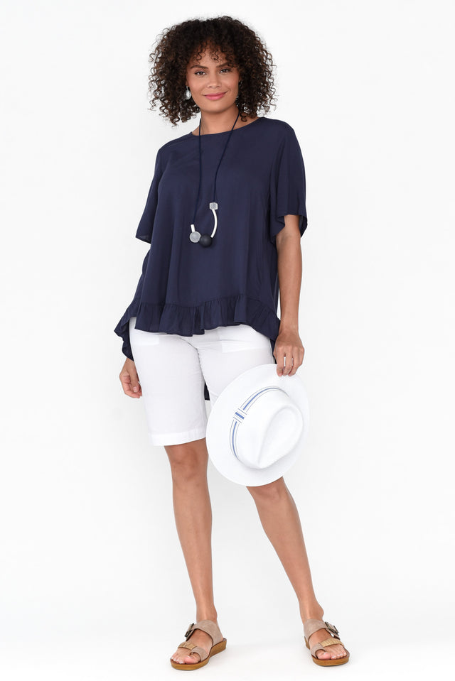 Cheryl Navy Frill Top