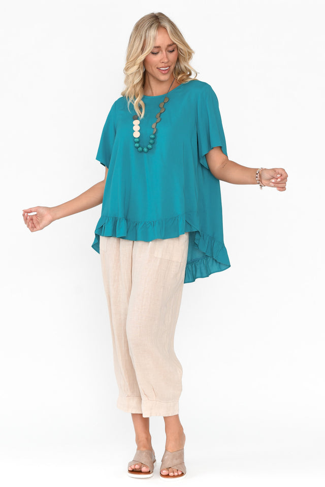 Cheryl Teal Frill Top