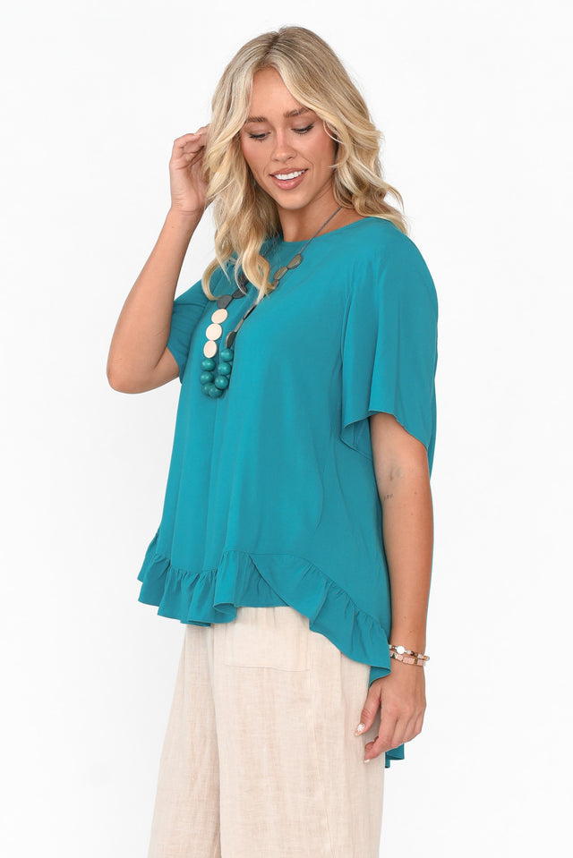 Cheryl Teal Frill Top