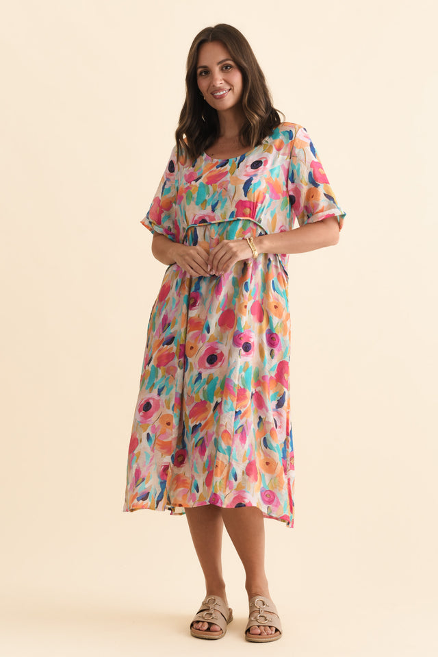 Christie Pink Floral Pocket Dress,Brunette model,alt text|model:MJ image 7