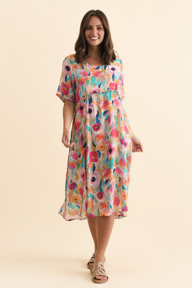 Christie Pink Floral Pocket Dress,Brunette model,alt text|model:MJ image 3