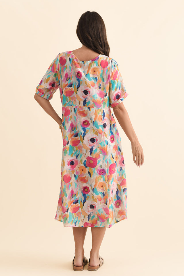 Christie Pink Floral Pocket Dress,Brunette model,alt text|model:MJ image 5