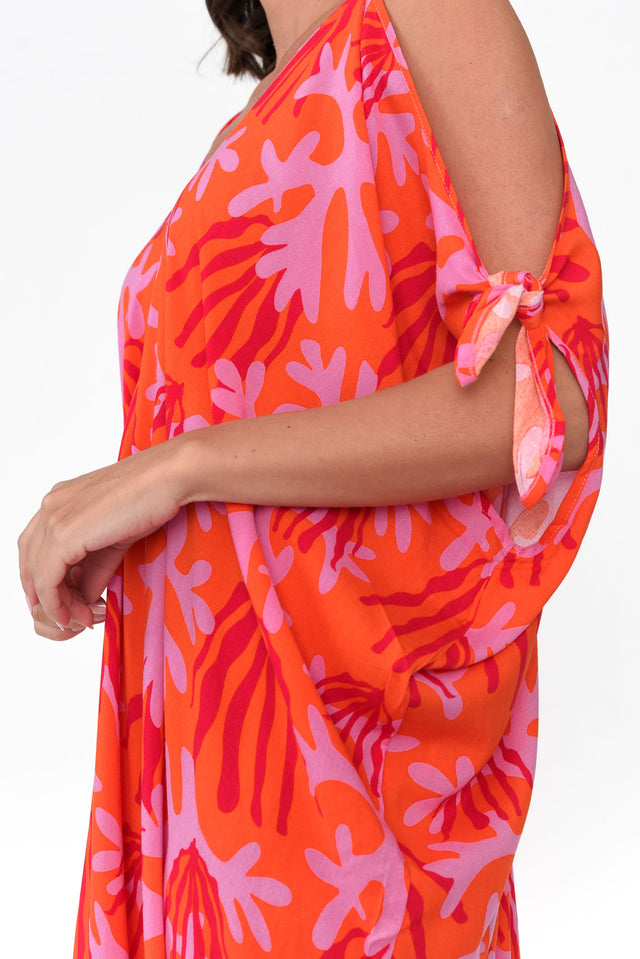 Christine Orange Abstract Cold Shoulder Kaftan