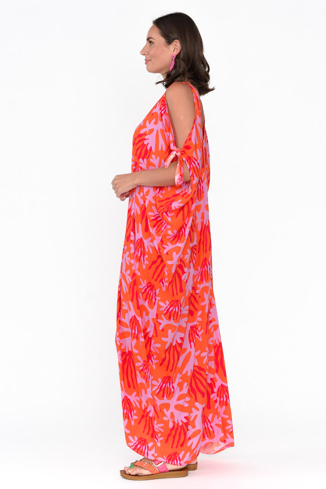 Christine Orange Abstract Cold Shoulder Kaftan