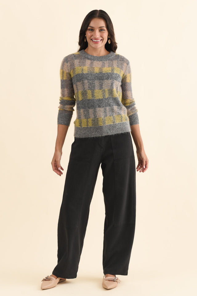 Ciara Camel Stripe Mohair Wool Knit Jumper,Brunette model,alt text|model:Brontie image 3