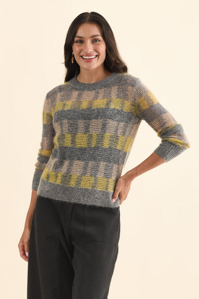 Ciara Camel Stripe Mohair Wool Knit Jumper