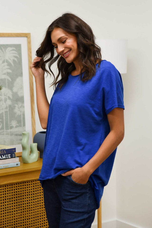 Cindi Cobalt Cotton Blend Tee