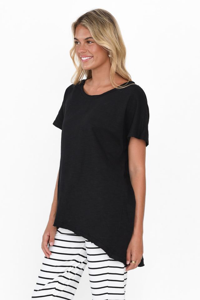 Cindi Black Cotton Blend Tee