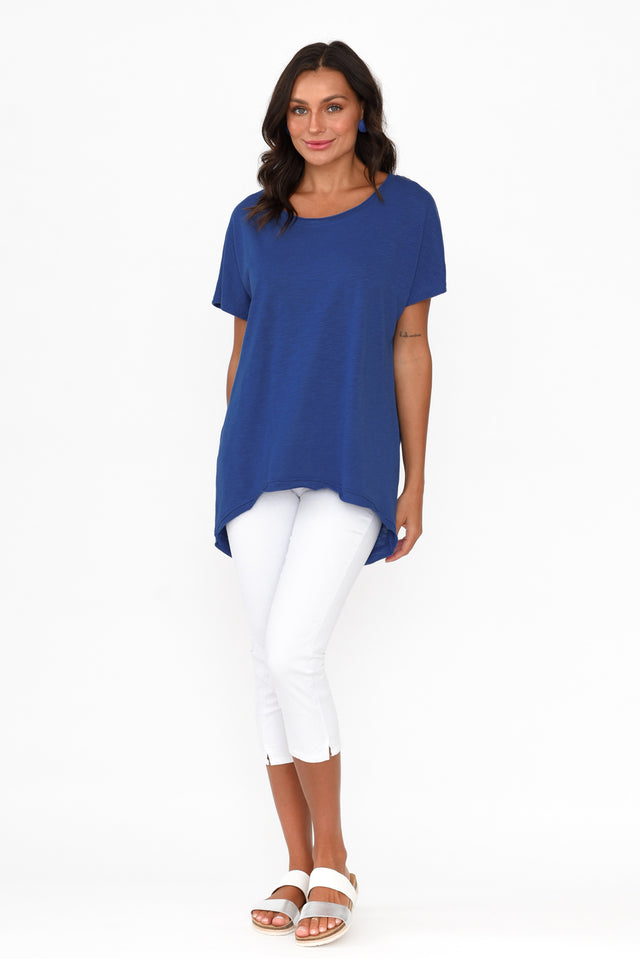 Cindi Cobalt Cotton Blend Tee