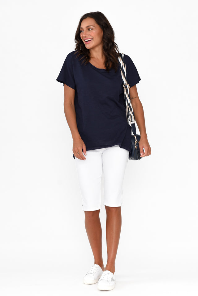 Cindi Navy Cotton Blend Tee