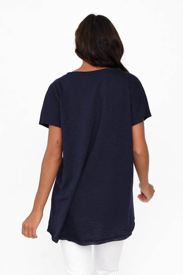 Cindi Navy Cotton Blend Tee