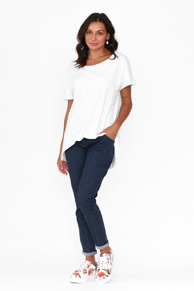 Cindi White Cotton Blend Tee