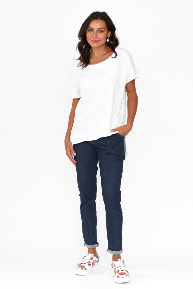 Cindi White Cotton Blend Tee