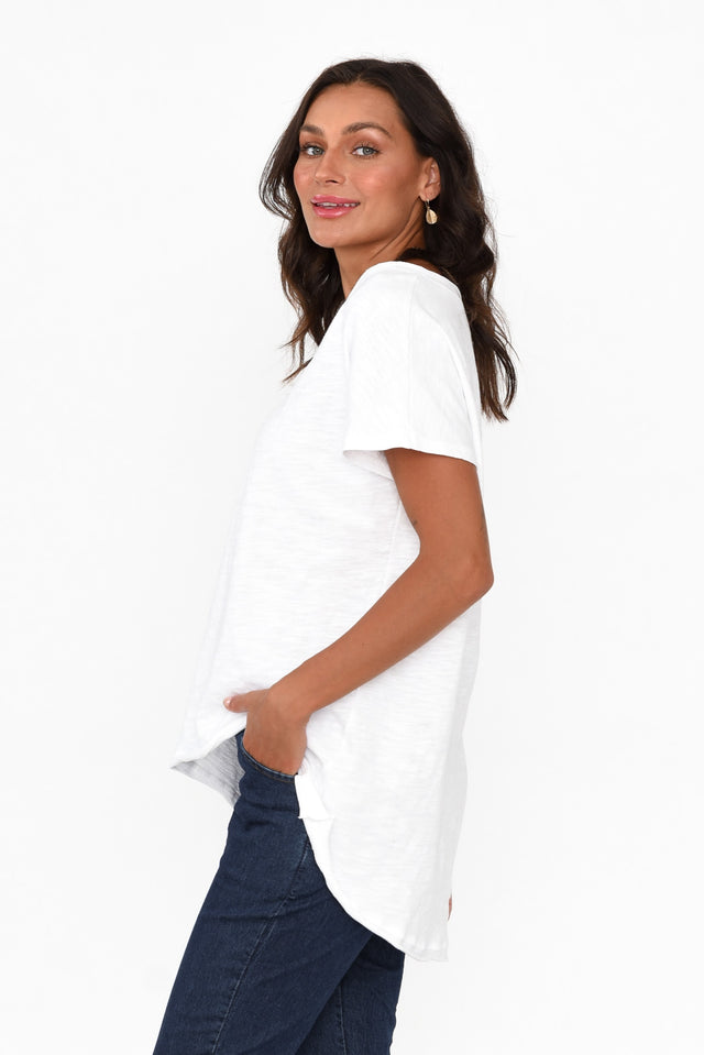 Cindi White Cotton Blend Tee