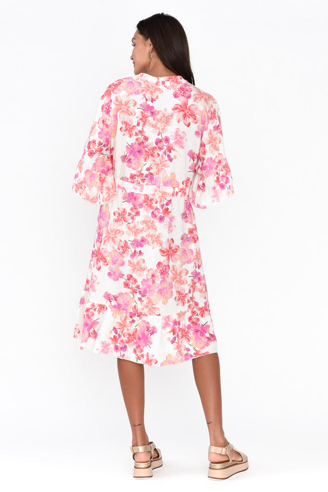 Cirilla Pink Floral Linen Dress