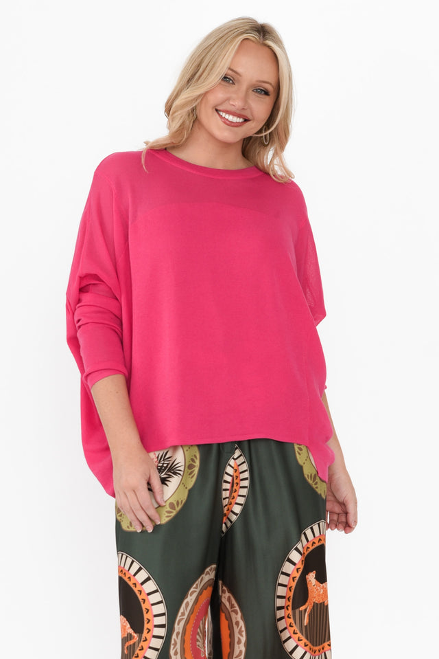 Clarity Hot Pink Knit Jumper,alt text|model:brookel image 1